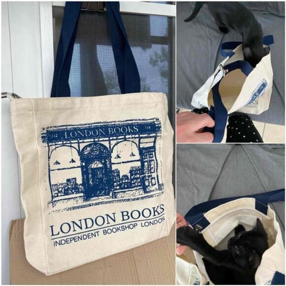 book tote bag aesthetic with zipper, cute small book tote - - Picture 3 of 7